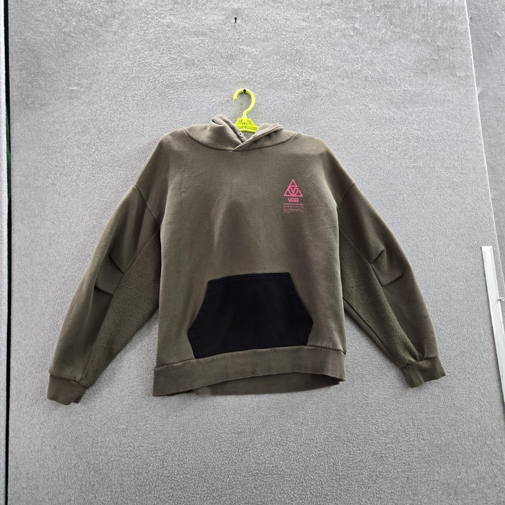Vans Women Hoodie M Green Fleece Logo Activewear Long‎ Sleeve - Picture 3 of 10